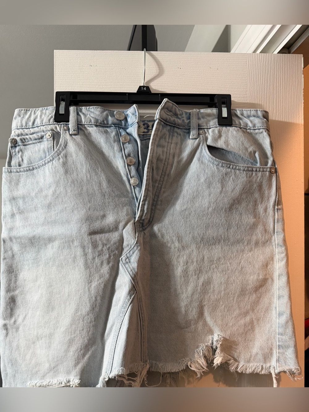 Light Wash Women’s Denim Jean Skirt  - Button Fly